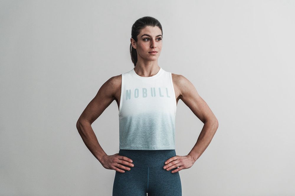 NOBULL Women's Muscle Tank Tops - Oil Blue Dip-Dye - Ireland (2165NUVIM)